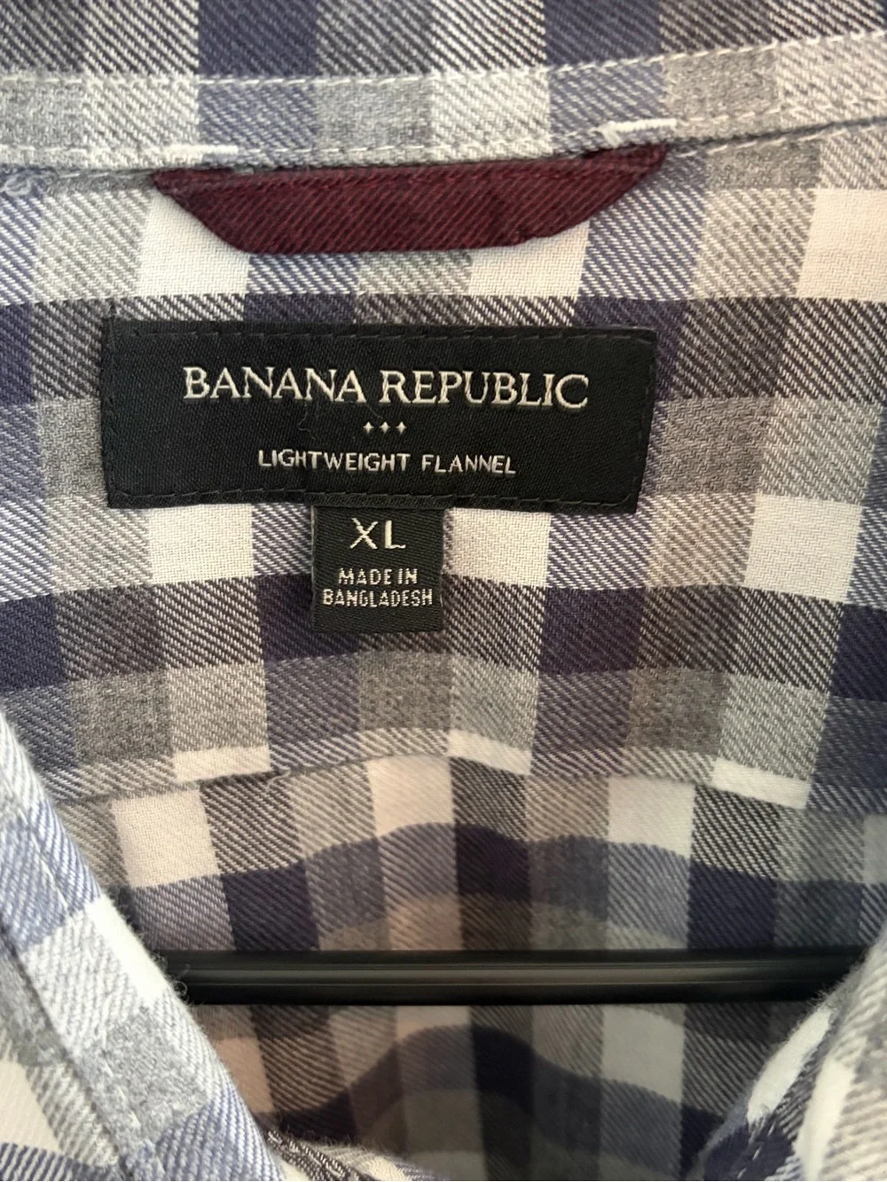 Banana Republic Men's Navy and Gray Plaid Button-Down Shirt